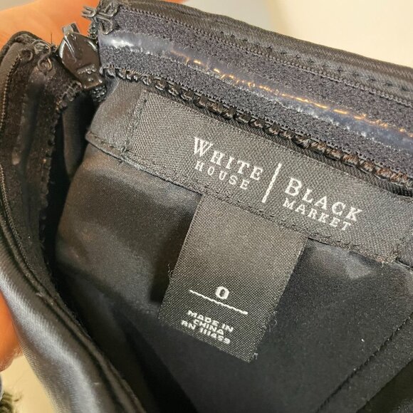 White House Black Market Black Strapless Dress Size 0 Ruffle Sweetheart Neckline - Picture 7 of 13